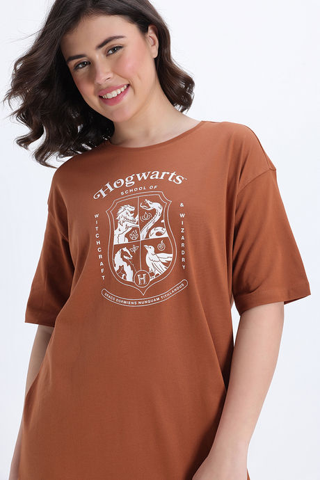Zivame Harry Potter Knit Cotton Loungewear Dress - Caremal Caf — image 6